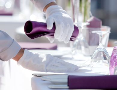 Linen Laundry Catered Event Purple Linens 600X600
